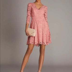 Formal Scallop Lace Fit & Flare Mini Dress